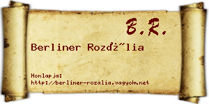 Berliner Rozália névjegykártya